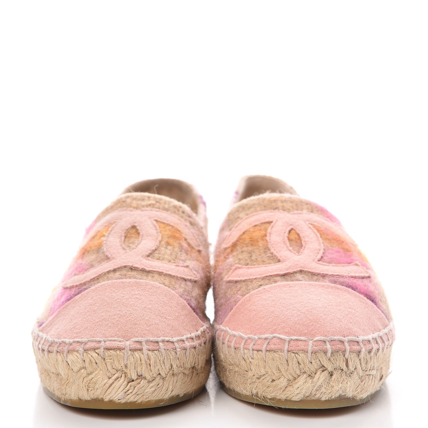 Chanel Tweed CC Espadrilles 35 Beige Pink Peach 2 of 10