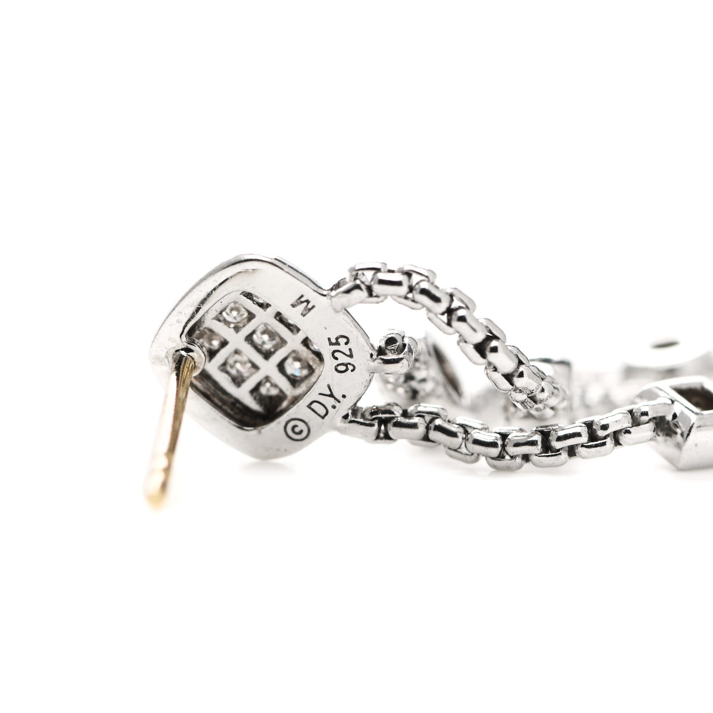 Sterling Silver Diamond Confetti 3 Row Tassel Earrings