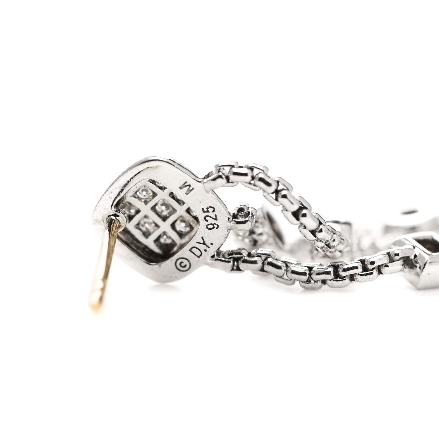 David Yurman Sterling Silver Diamond Confetti 3 Row Tassel Earrings 4 of 4