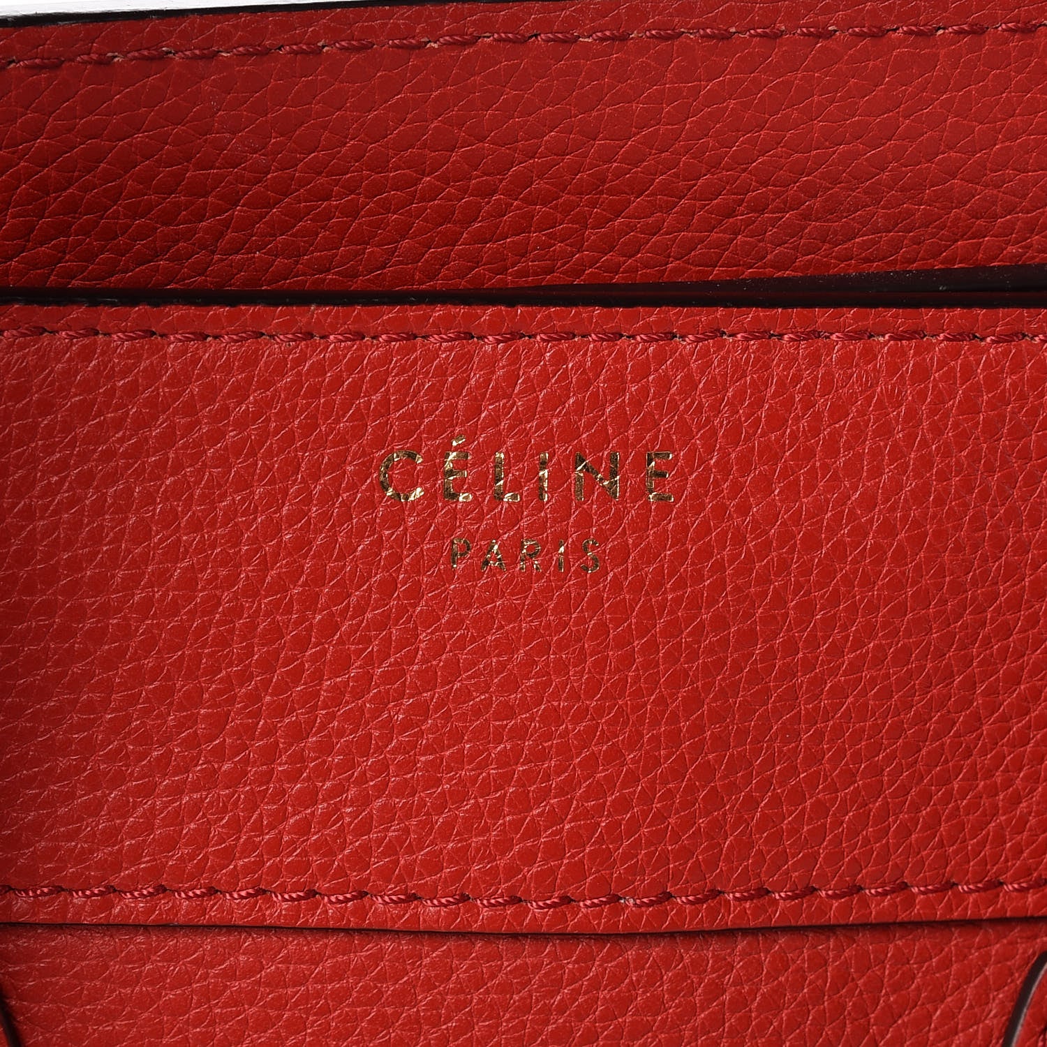 Celine Drummed Calfskin Mini Luggage Coquelicot 6 of 9