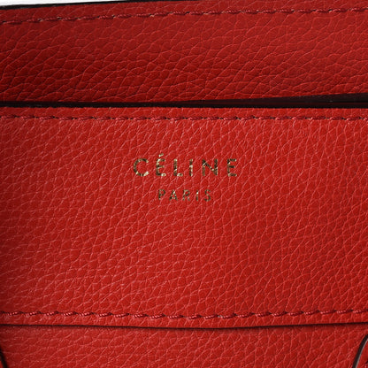 Celine Drummed Calfskin Mini Luggage Coquelicot 6 of 9