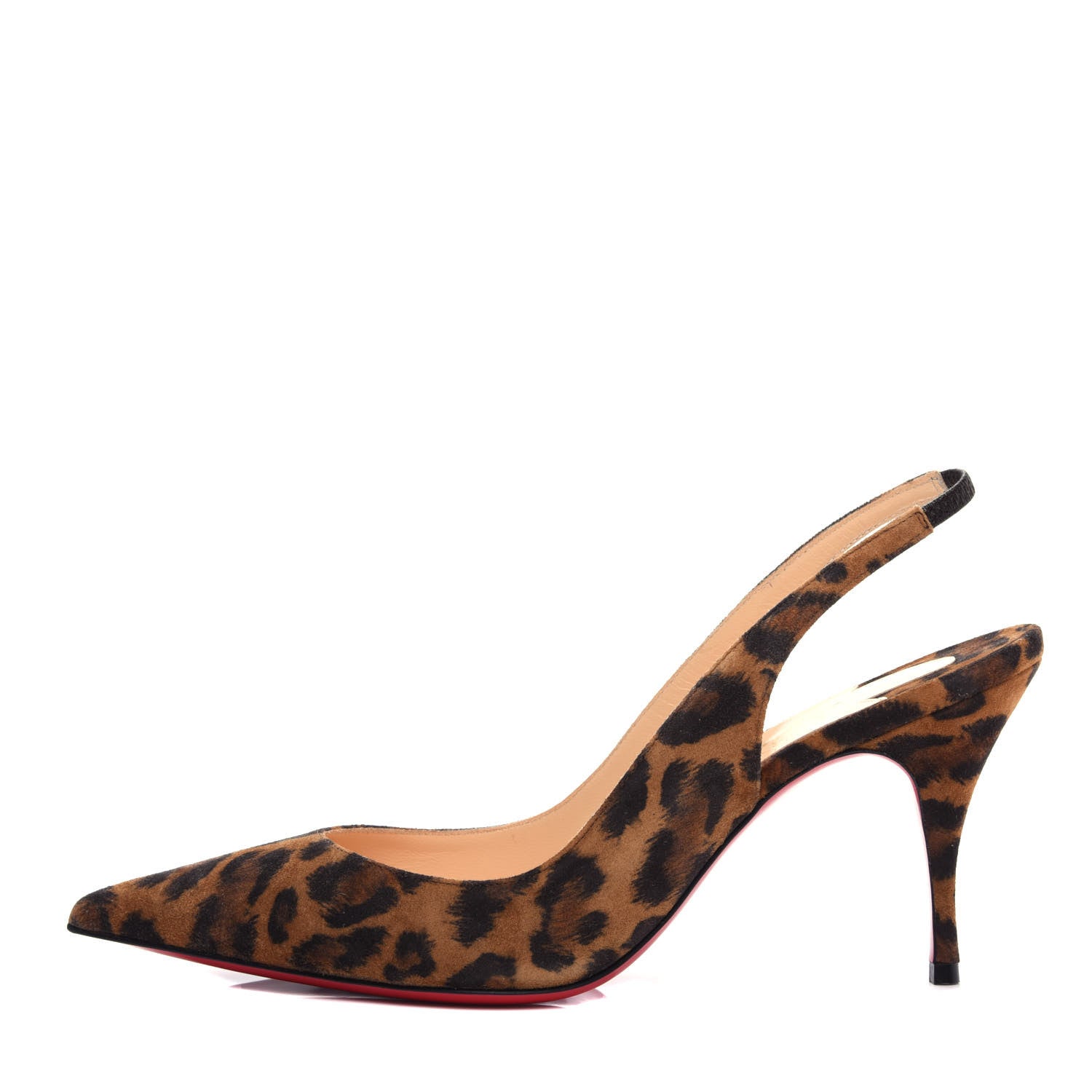 Christian Louboutin Veau Velours Leopard Clare Sling 80 Pumps 37.5 Caramel 1 of 11