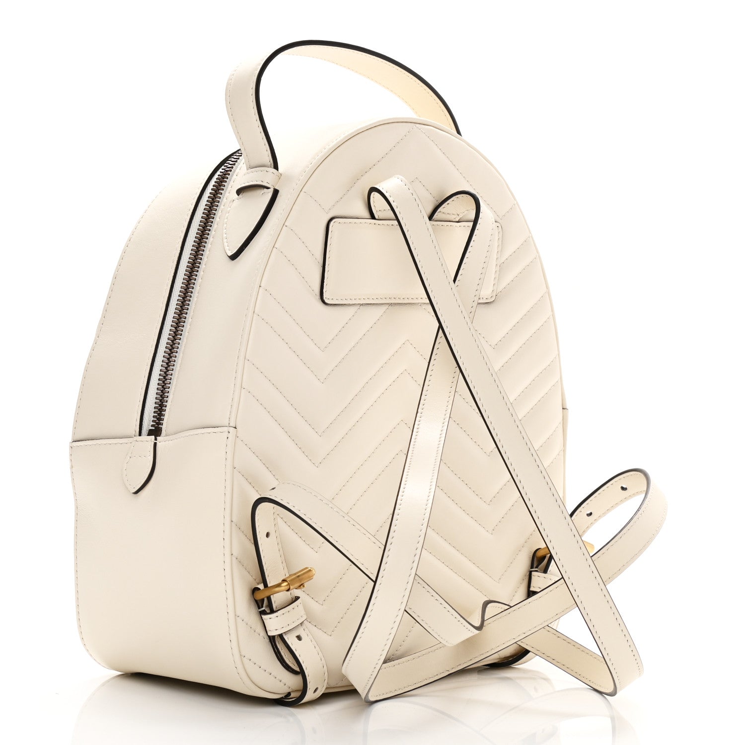 Gucci Calfskin Matelasse GG Marmont Dome Backpack White 3 of 10