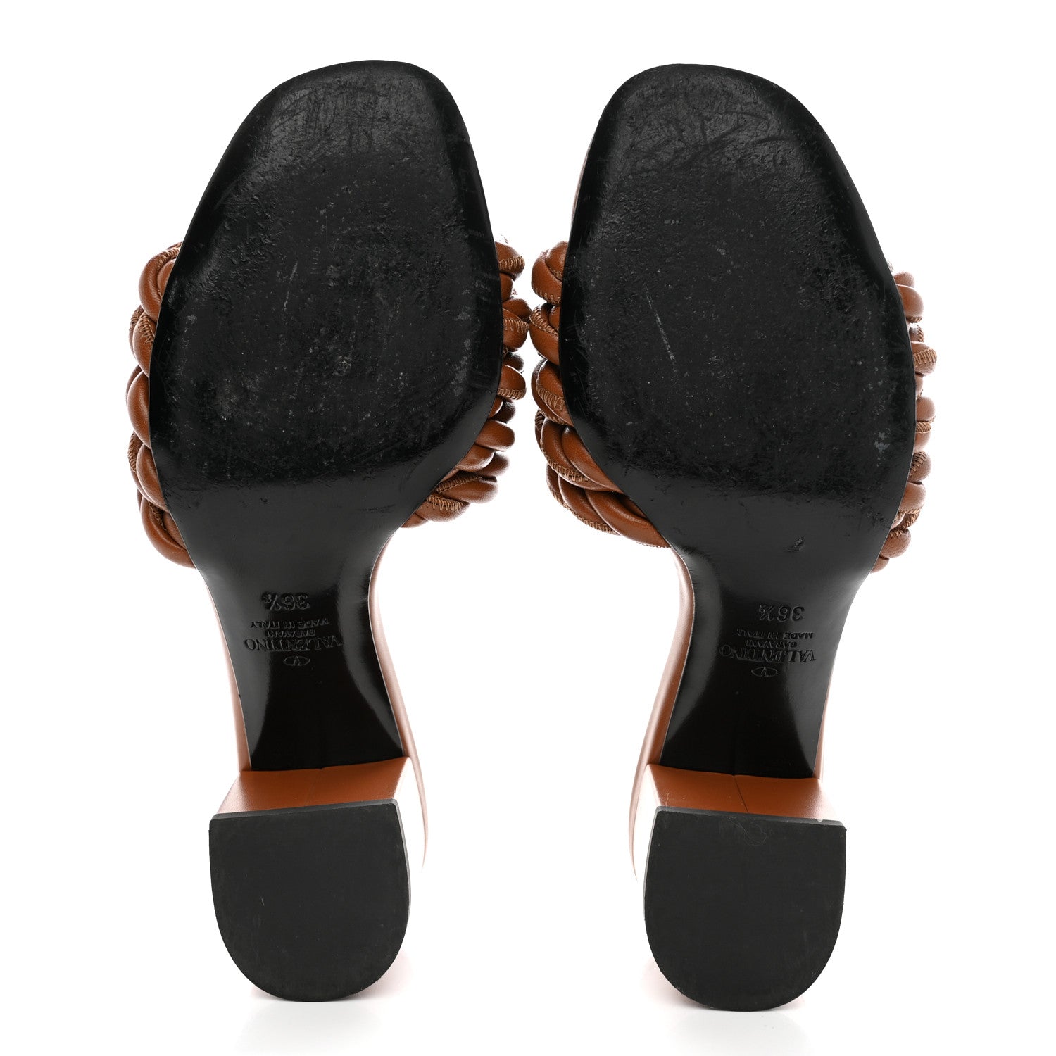 Valentino Garavani Nappa Rope 60mm Slide Sandals 36.5 Saddle Brown 5 of 16