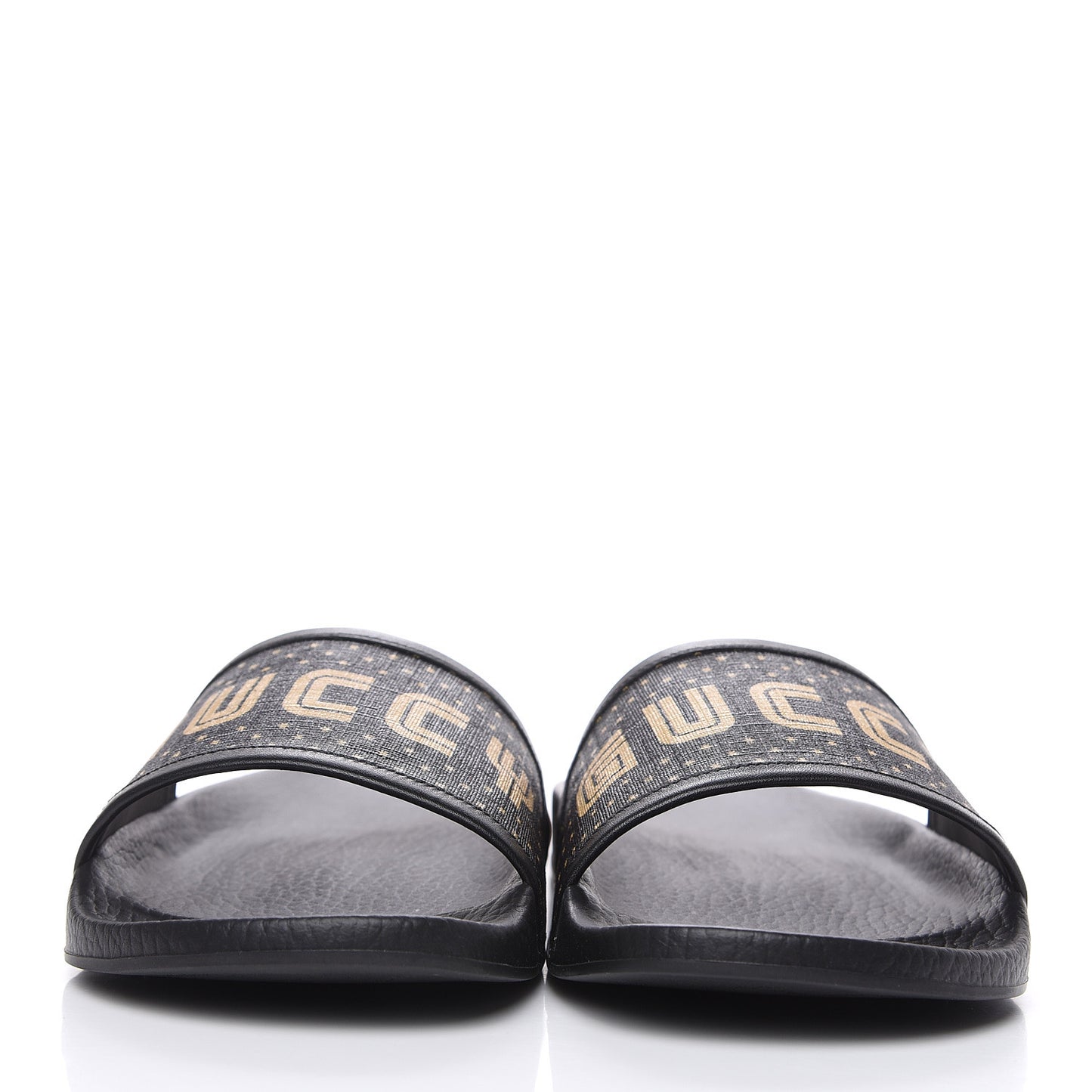 X SEGA Supreme Canvas GUCCY Stars Womens Slide Sandals 40 Black Gold