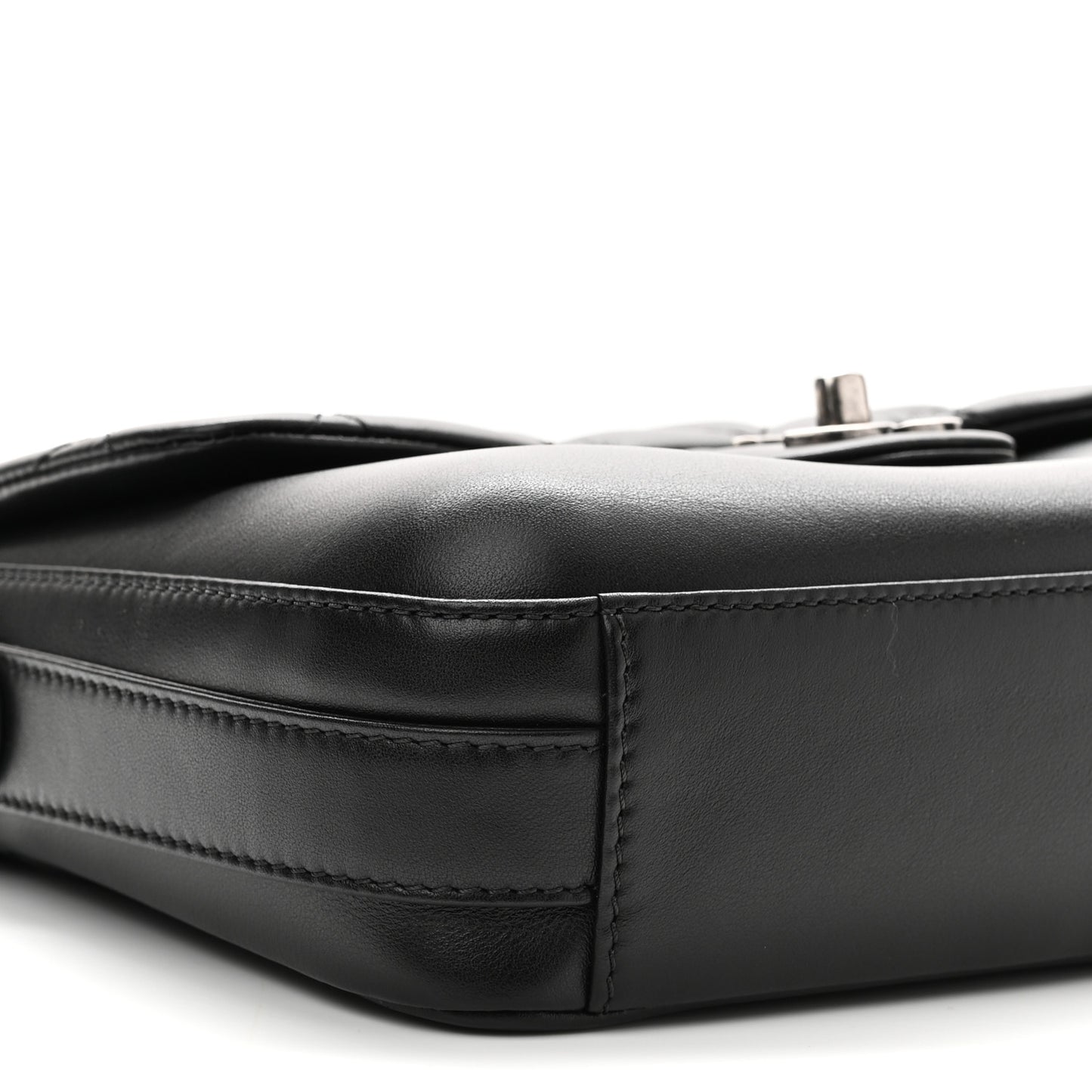 Calfskin Quilted Medium Rock My Shoulder Flap Black