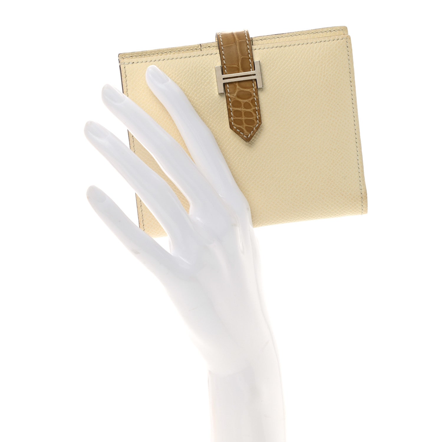 Hermes Epsom Shiny Alligator Bearn Touch Compact Wallet Nata Sable 3 of 11