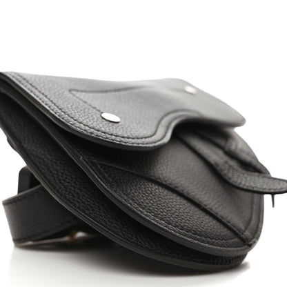 Christian Dior Grained Calfskin Saddle Pouch Belt Bag Black 8 of 9