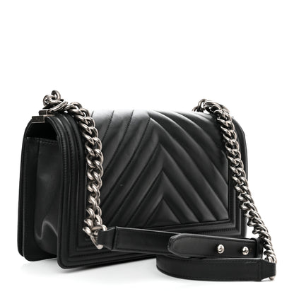 Chanel Lambskin Chevron Quilted Medium Boy Flap Black 3 of 11