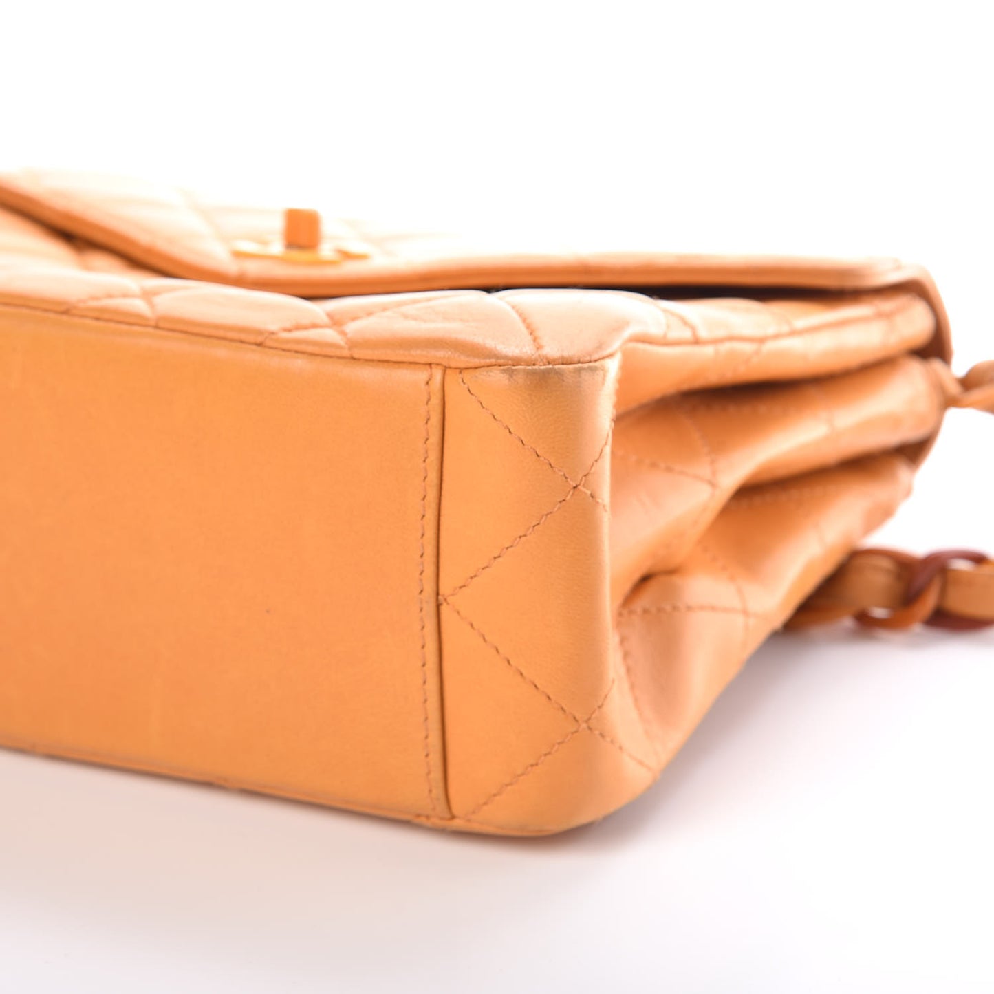 Lambskin Quilted Medium Bekko Chain Flap Mango