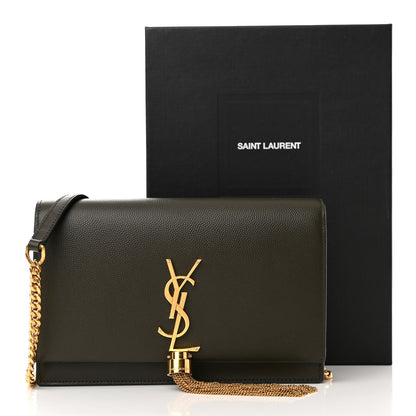 Saint Laurent Grain De Poudre Classic Monogram Kate Tassel Chain Wallet Earth 10 of 10