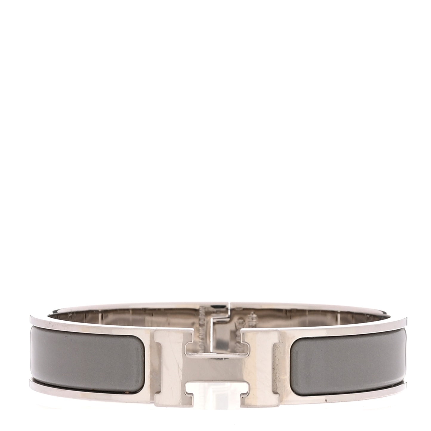 Enamel Narrow Clic Clac H Bracelet PM Gris Macadam