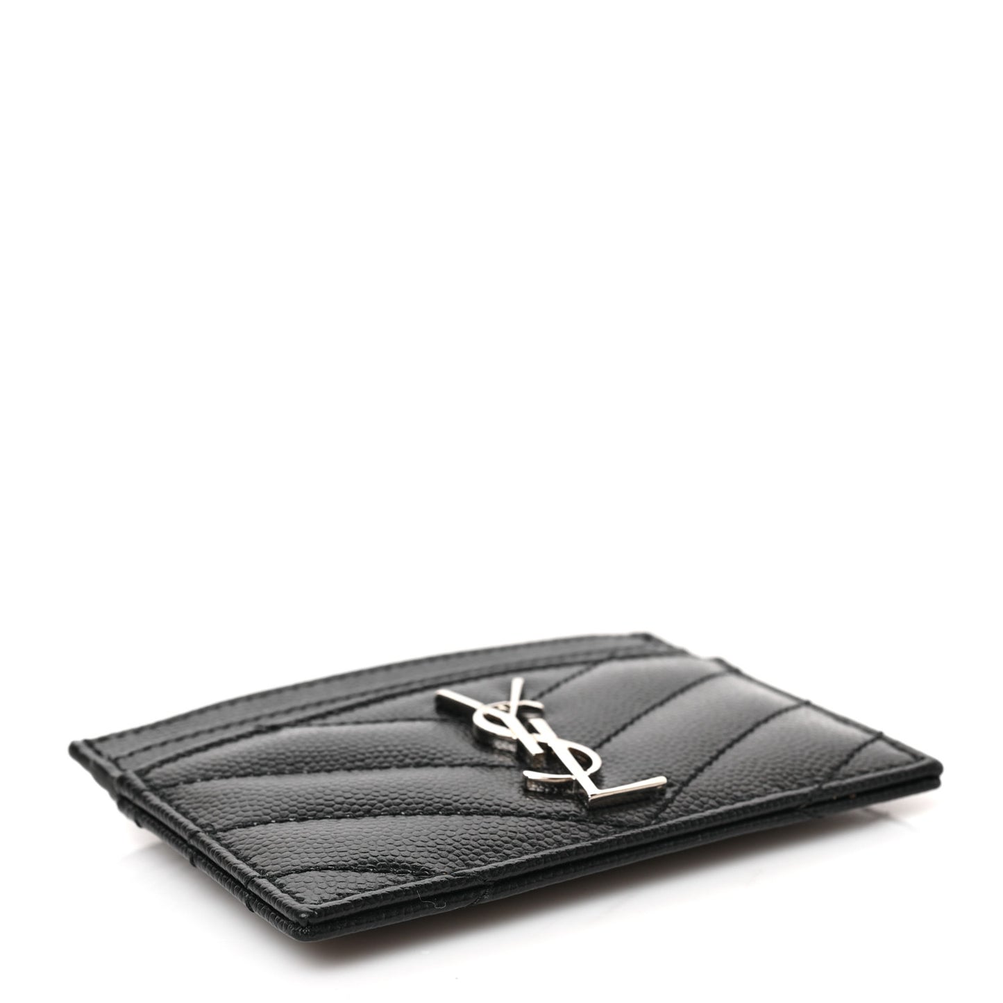 Grain De Poudre Matelasse Chevron Monogram Credit Card Case Black
