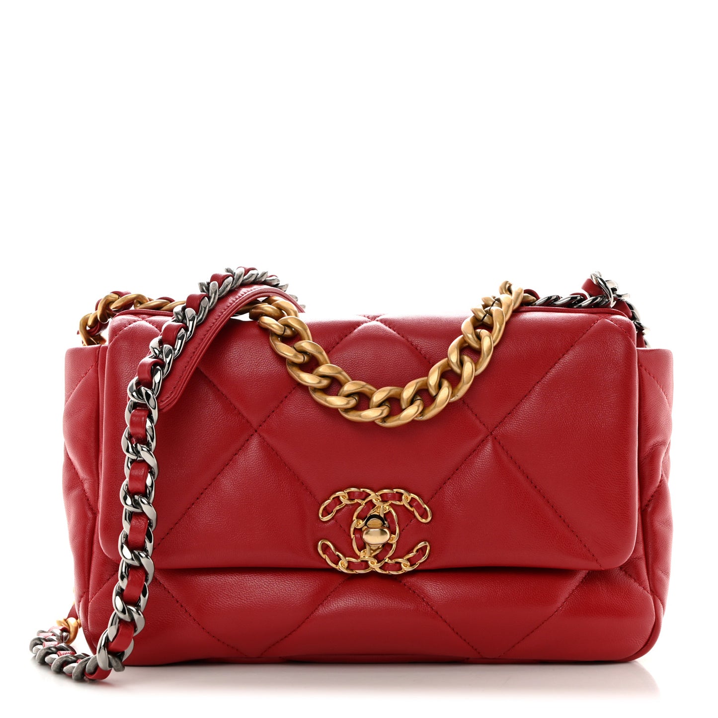 Goatskin Quilted Medium Chanel 19 Flap Red