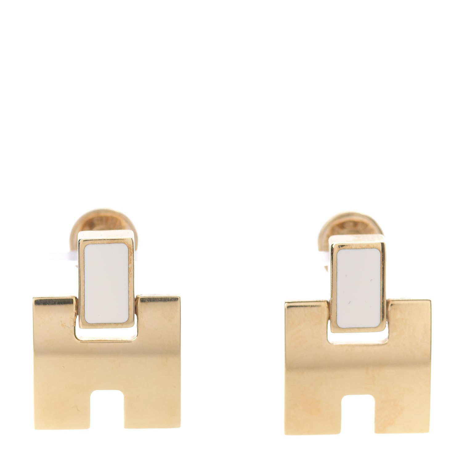 Hermes Gold Lacquer Eileen Earrings White 1 of 6