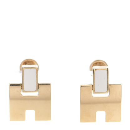 Hermes Gold Lacquer Eileen Earrings White 1 of 6