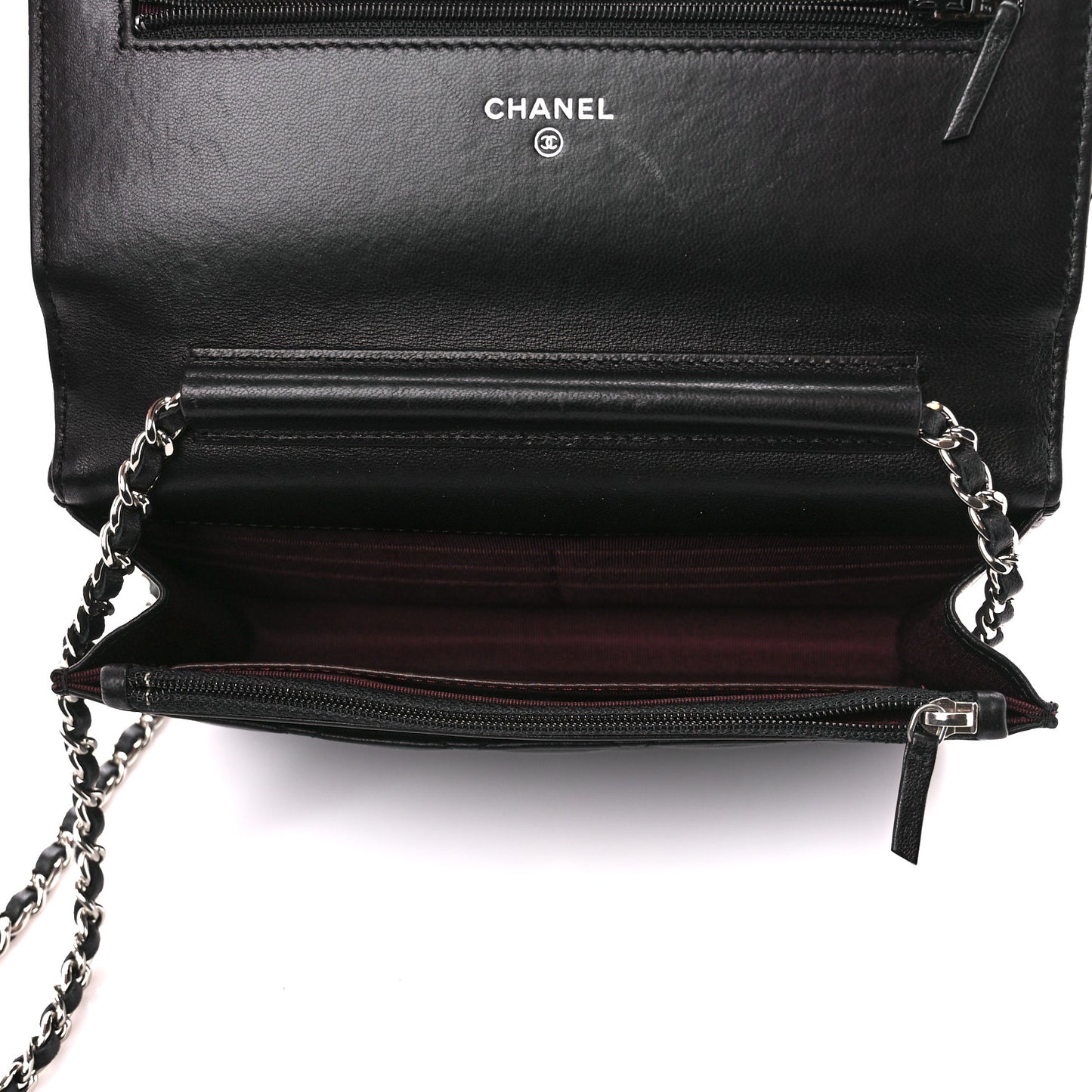 Lambskin Quilted Wallet On Chain WOC Black