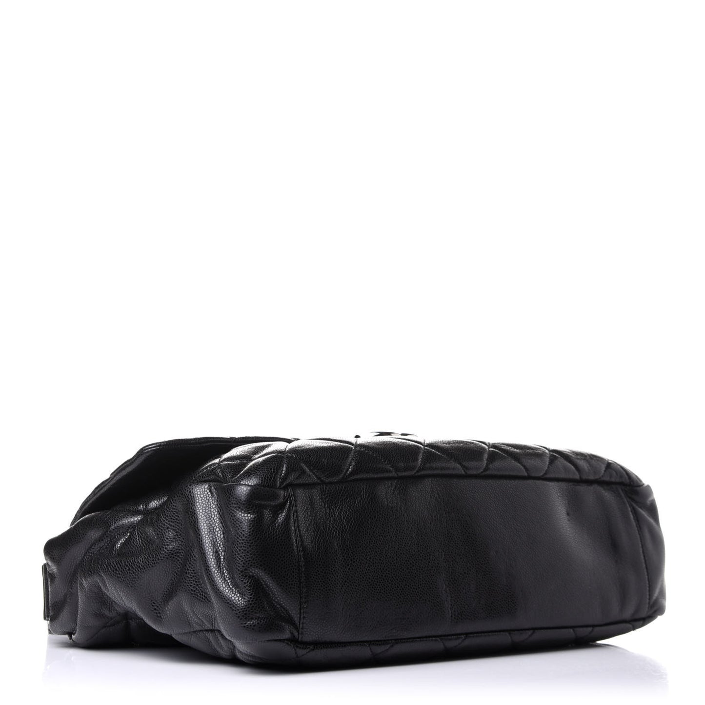 Glazed Caviar Large Nature Flap Bag Black