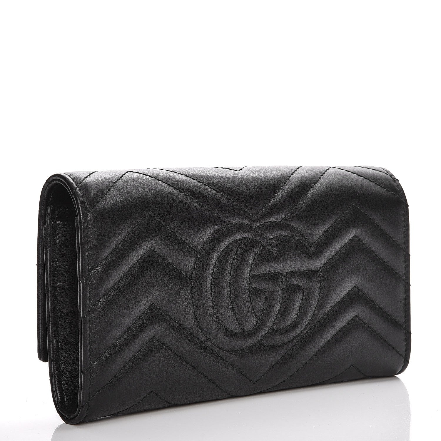 Gucci Calfskin Matelasse GG Marmont Continental Wallet Black 3 of 8