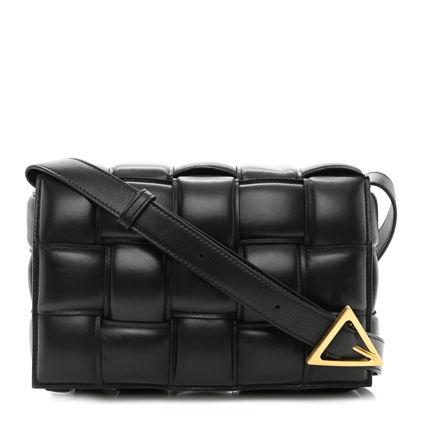 Nappa Maxi Intreccio Padded Cassette Crossbody Bag Black