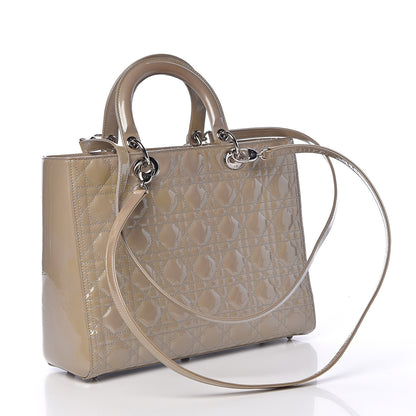 Christian Dior Patent Cannage Large Lady Dior Beige 3 of 21
