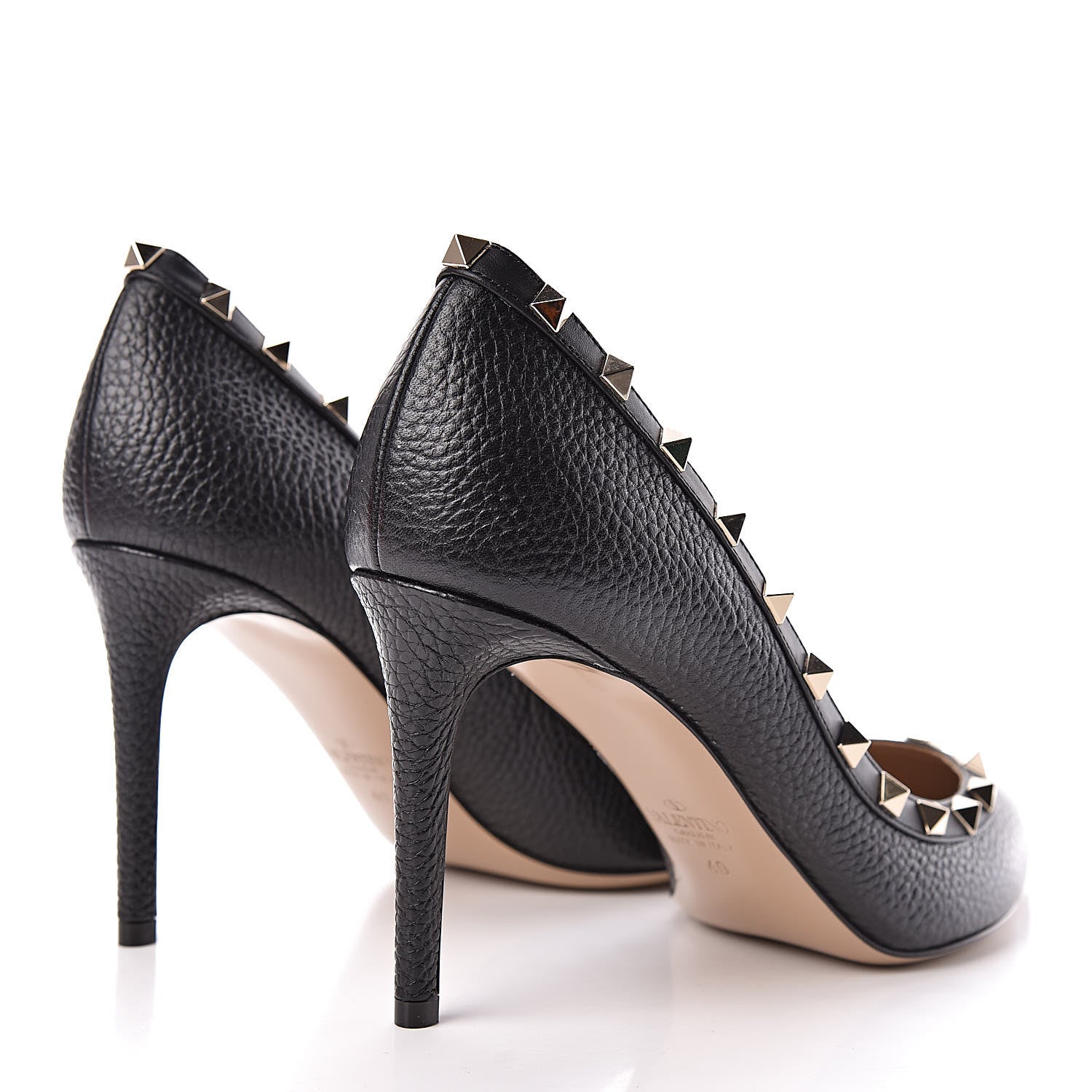 Valentino Garavani Pebbled Calfskin Rockstud 85mm Pumps 40 Black 4 of 9