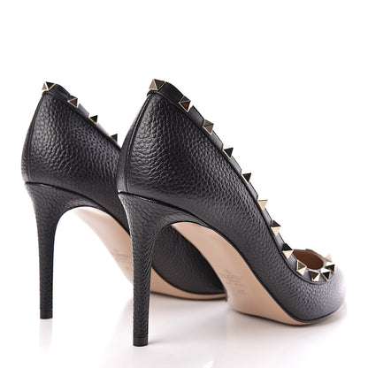 Valentino Garavani Pebbled Calfskin Rockstud 85mm Pumps 40 Black 4 of 9