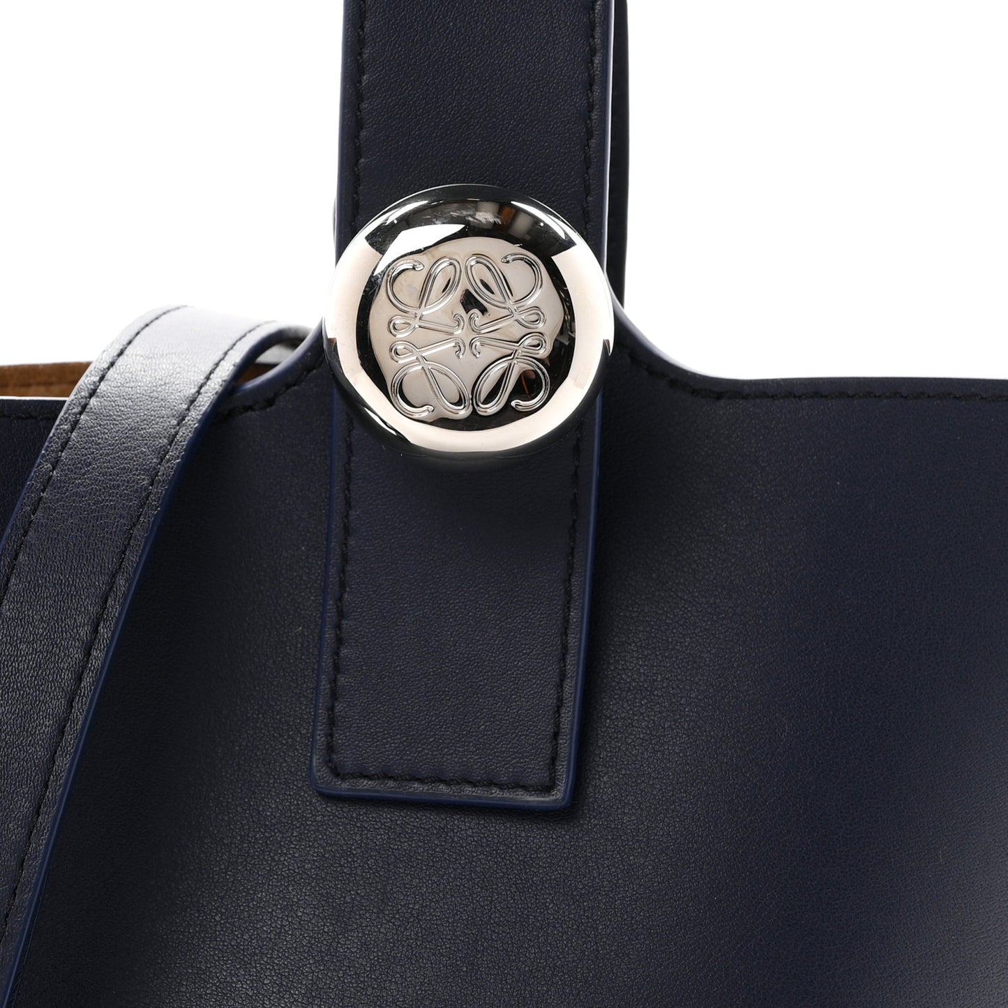 Soft Grained Calfskin Mini Pebble Bucket Bag Navy