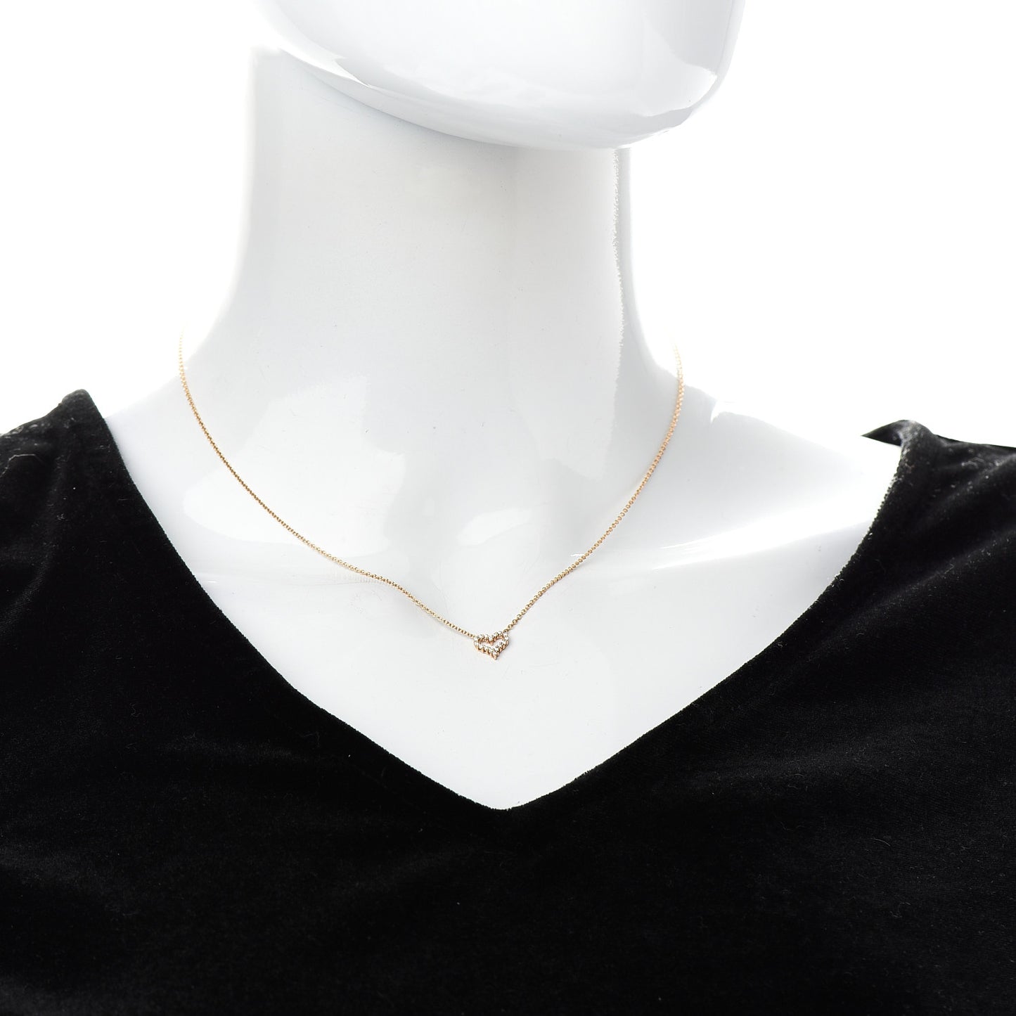 18K Rose Gold Diamond Extra Mini Heart Pendant Necklace