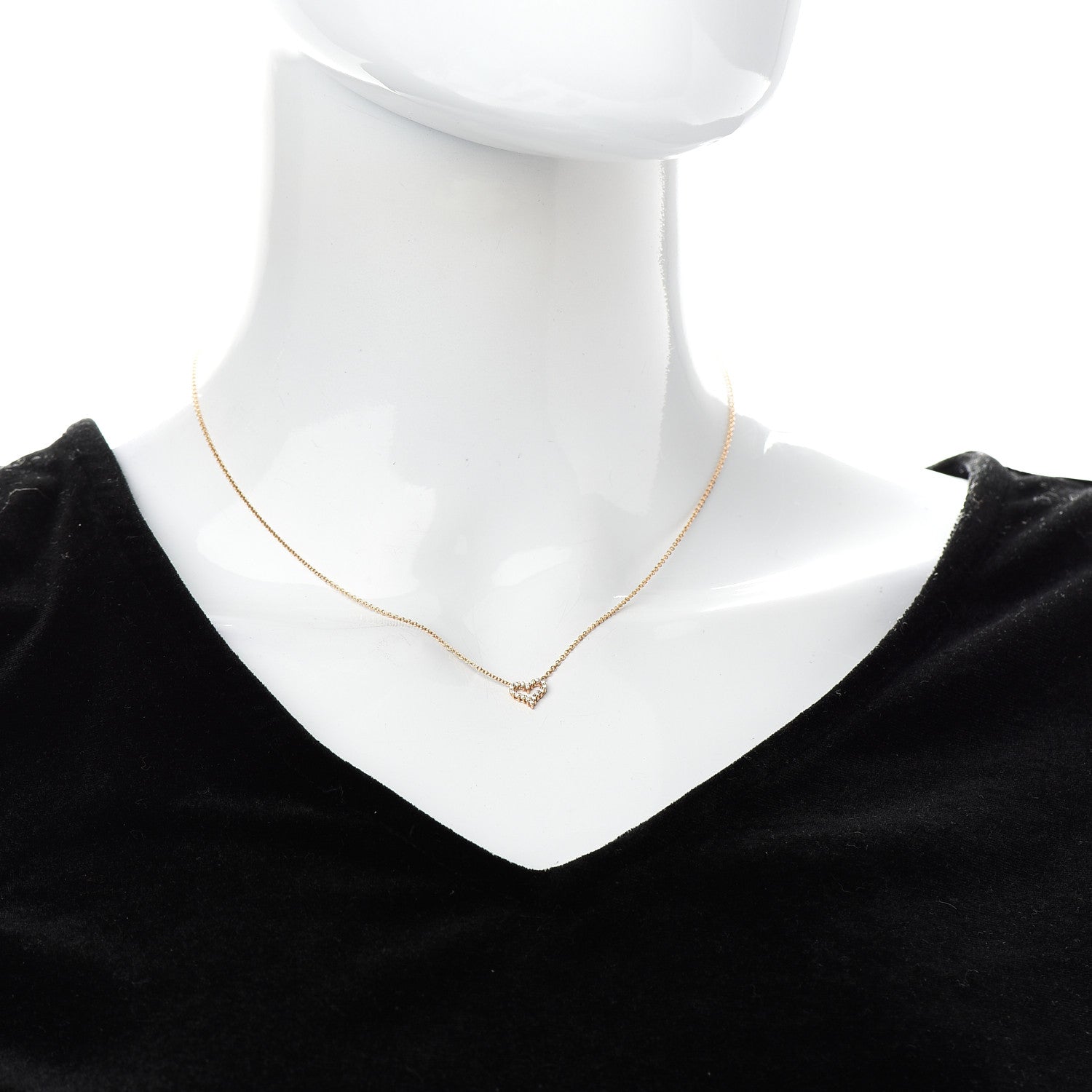 Tiffany 18K Rose Gold Diamond Extra Mini Heart Pendant Necklace 2 of 6