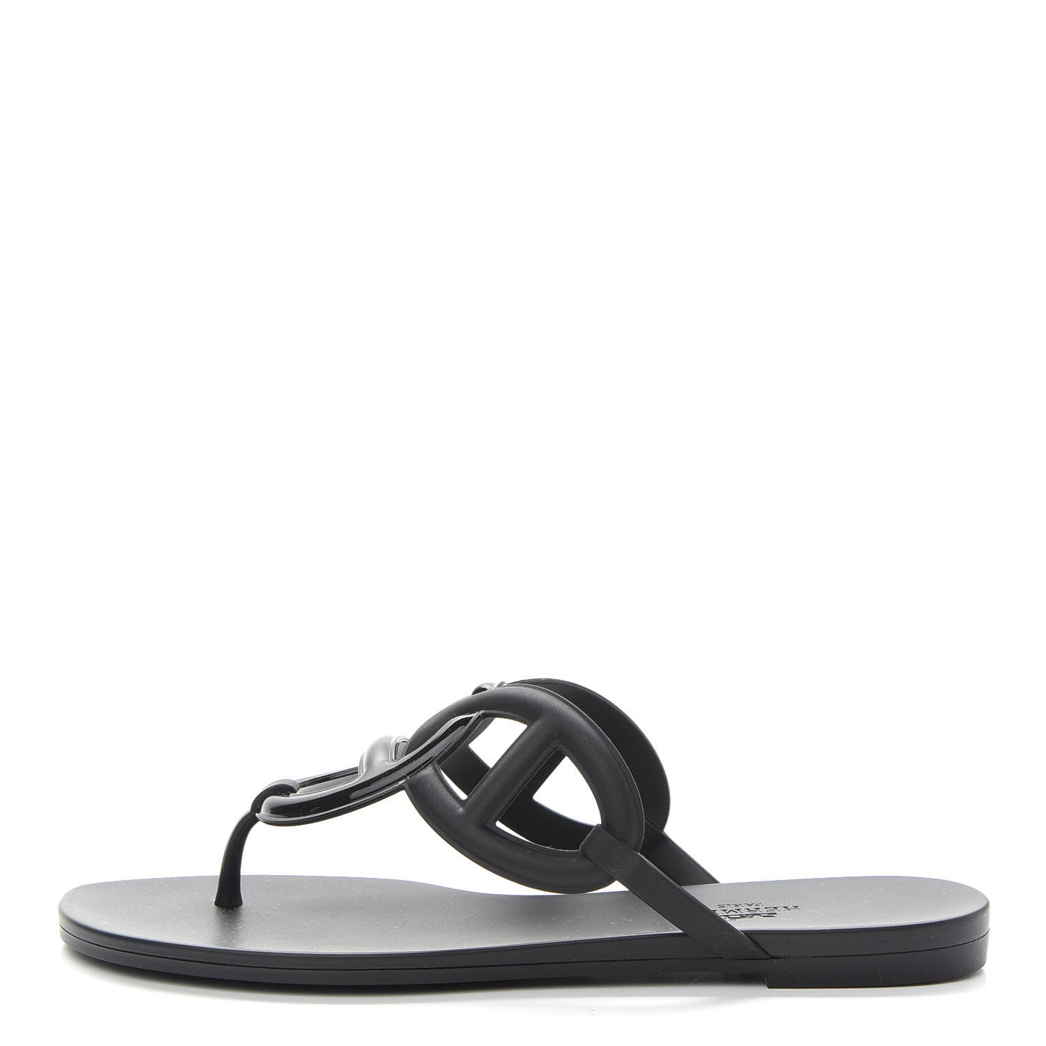 Hermes Rubber Womens Egerie Sandals 38 Black 1 of 7