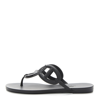 Hermes Rubber Womens Egerie Sandals 38 Black 1 of 7