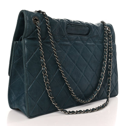 Chanel Washed Lambskin Quilted Maxi Take Away Flap Turquoise 3 of 9