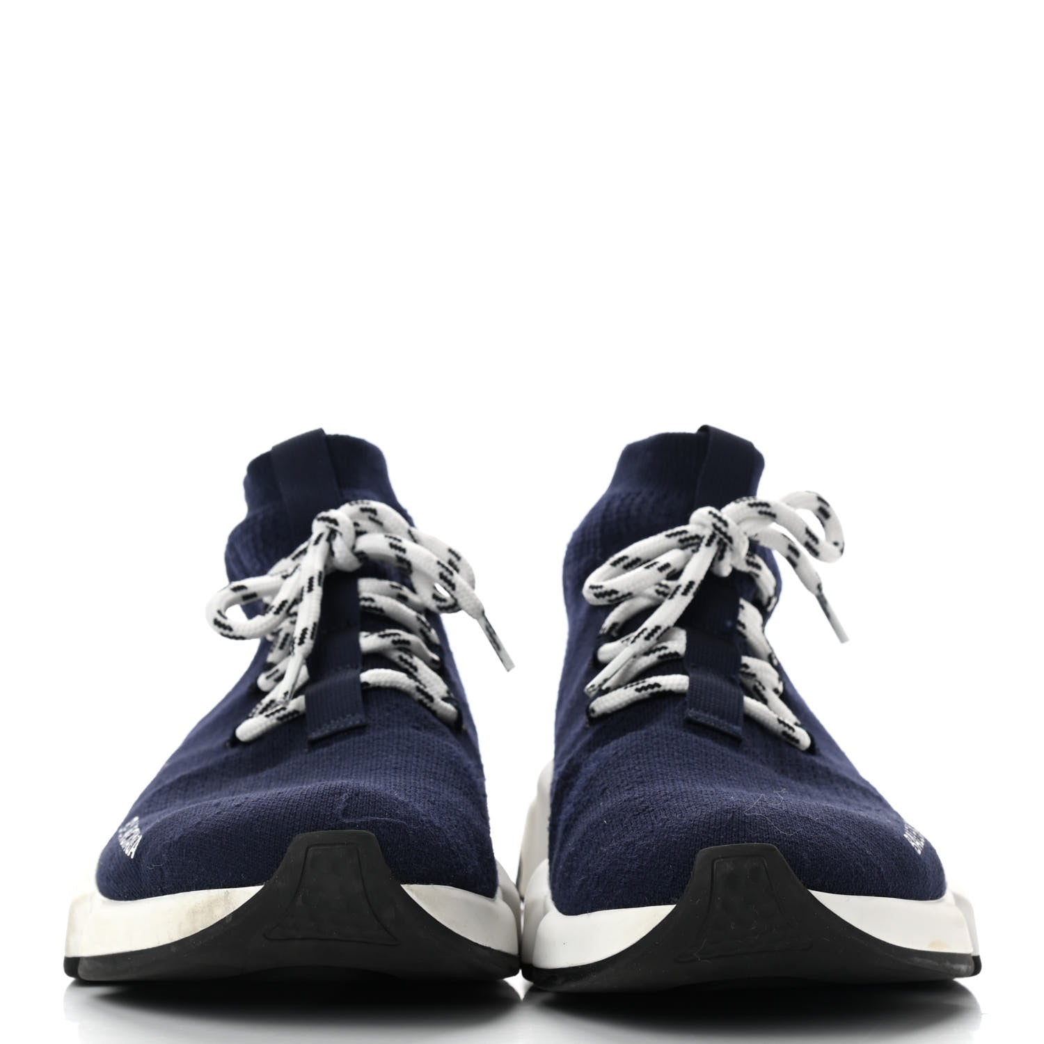 Balenciaga Knit Womens Speed Lace Up Sneakers 40 Navy White 2 of 8