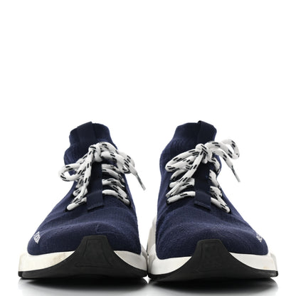 Balenciaga Knit Womens Speed Lace Up Sneakers 40 Navy White 2 of 8