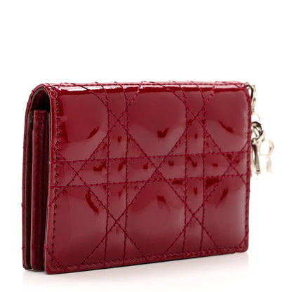 Christian Dior Patent Cannage Small Lady Dior Flap Card Holder Scarlet 3 of 6