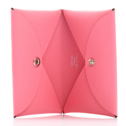 Hermes Epsom Calvi Card Case Rose Azalee 5 of 8