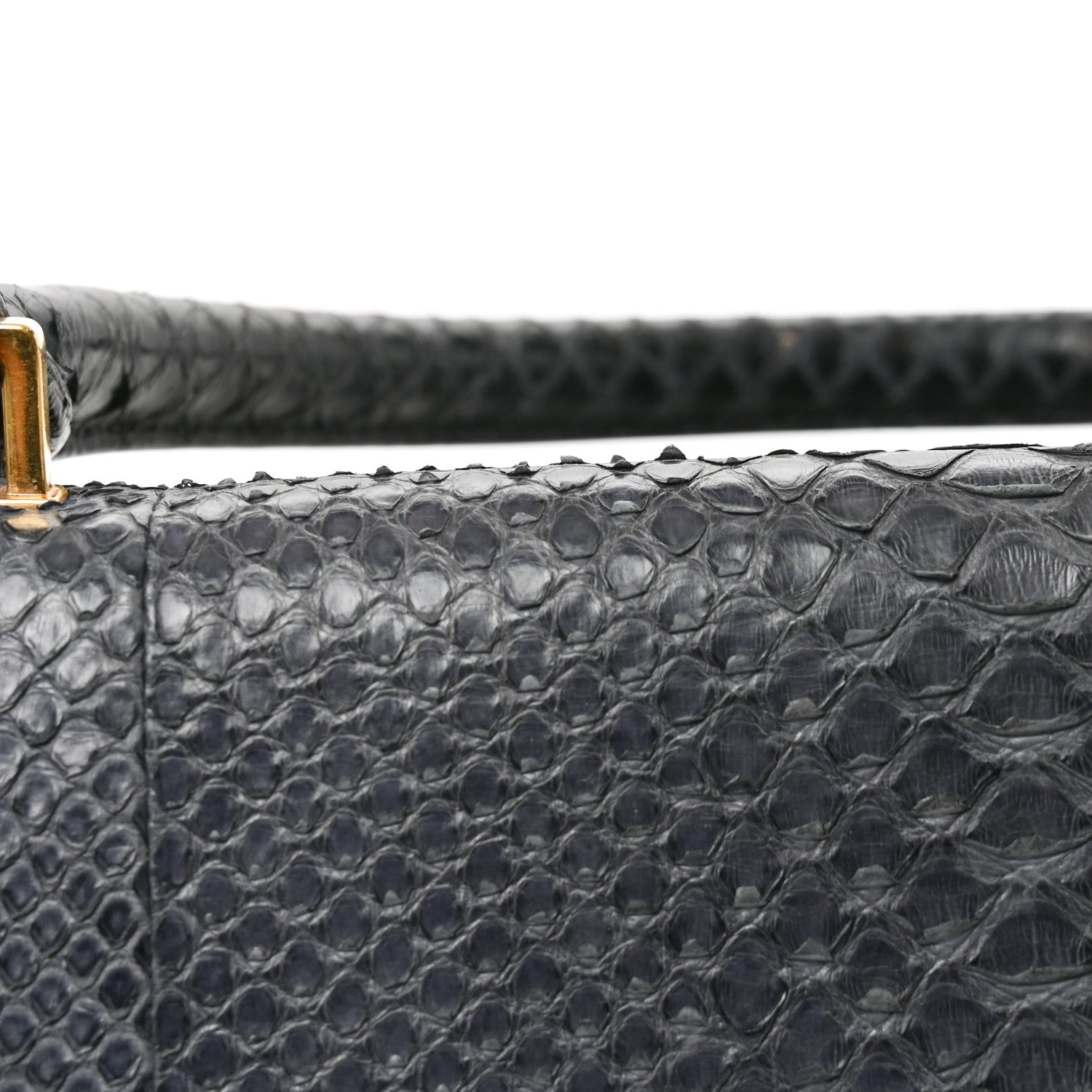 Celine Snakeskin Calfskin Medium Trapeze Blue Black 10 of 10