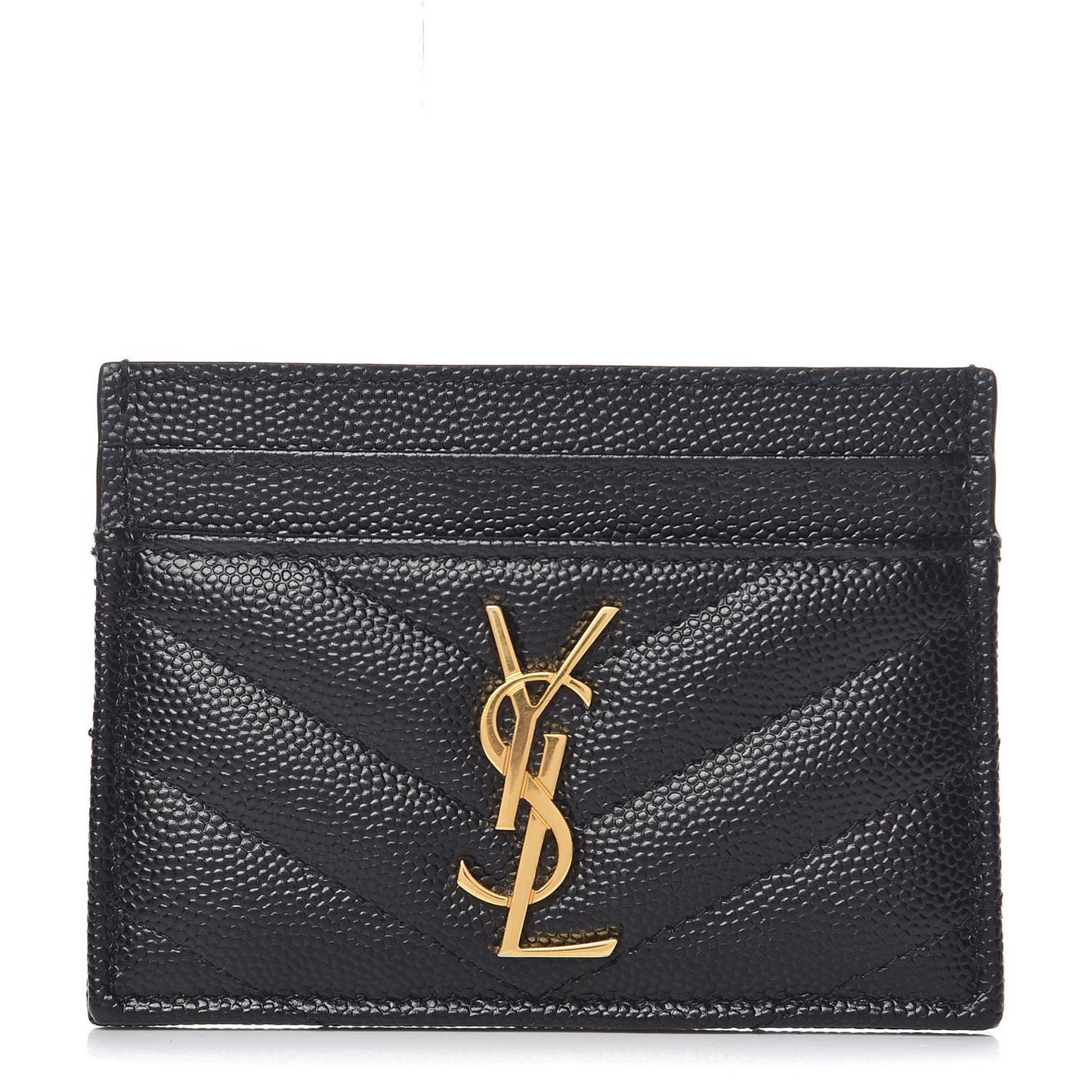 Grain De Poudre Matelasse Chevron Monogram Credit Card Case Black