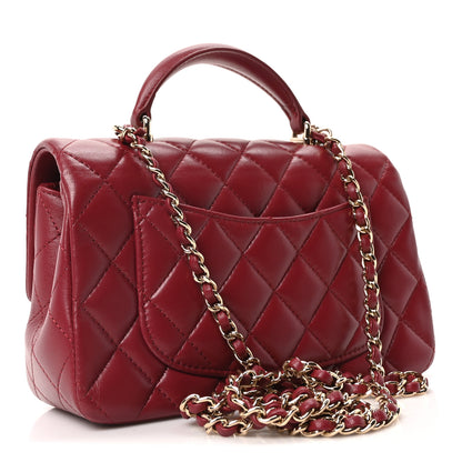 Chanel Lambskin Quilted Mini Top Handle Rectangular Flap Burgundy 3 of 10