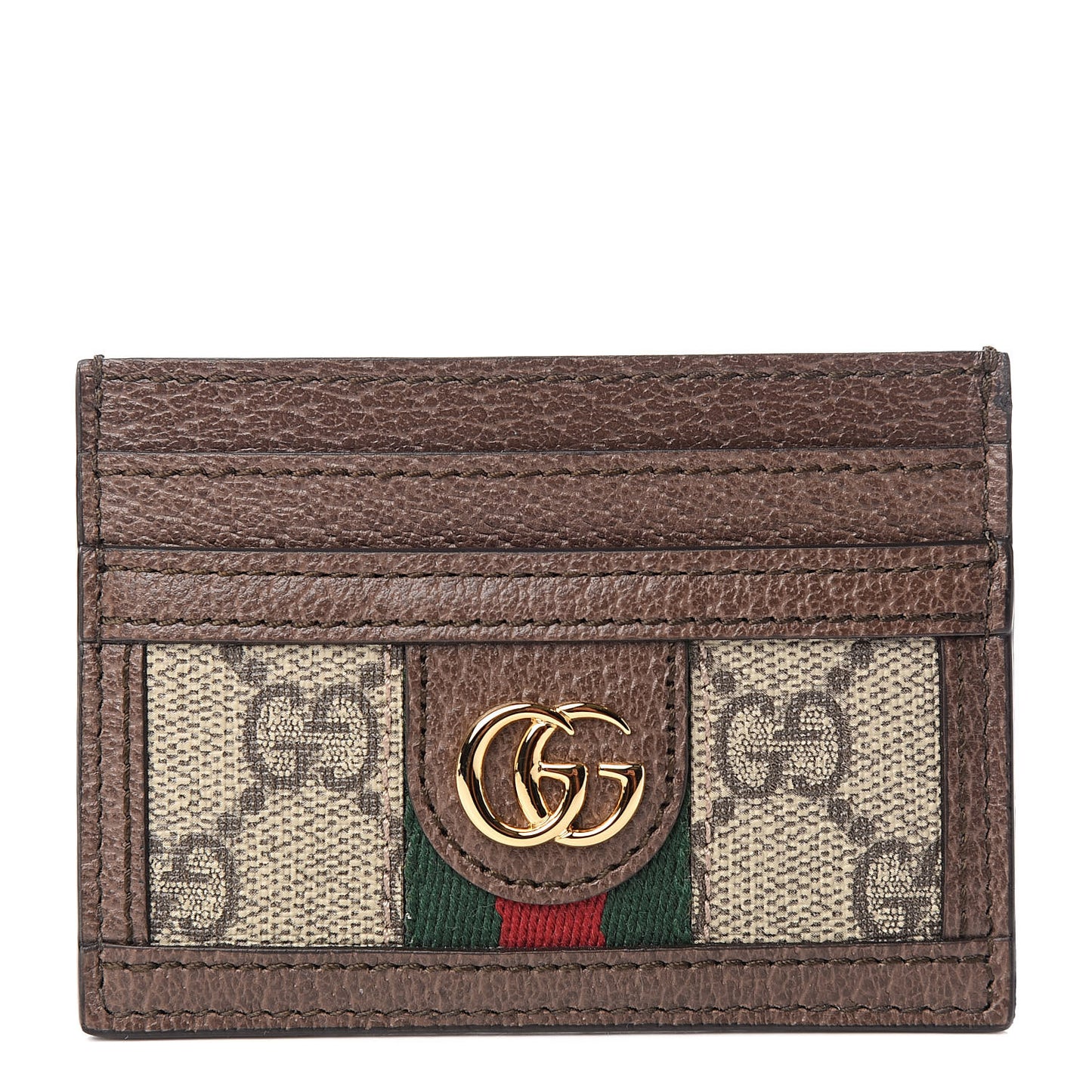 GG Supreme Monogram Ophidia Card Holder Brown