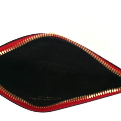 Alexander McQueen Calfskin Crocodile Embossed Skull Zip Wallet Card Holder Deep Red 5 of 8