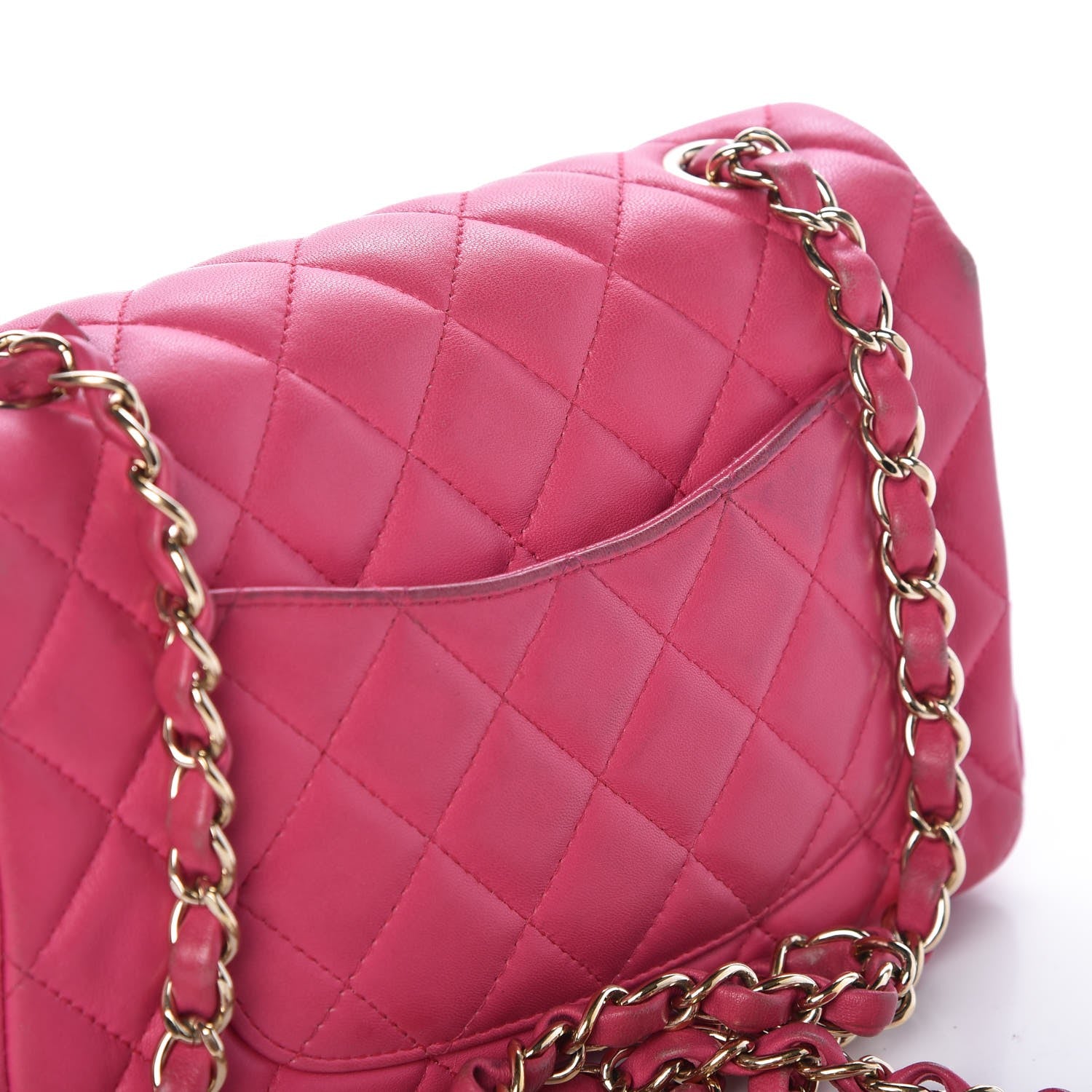 Chanel Lambskin Quilted Mini Rectangular Flap Dark Pink 21 of 21