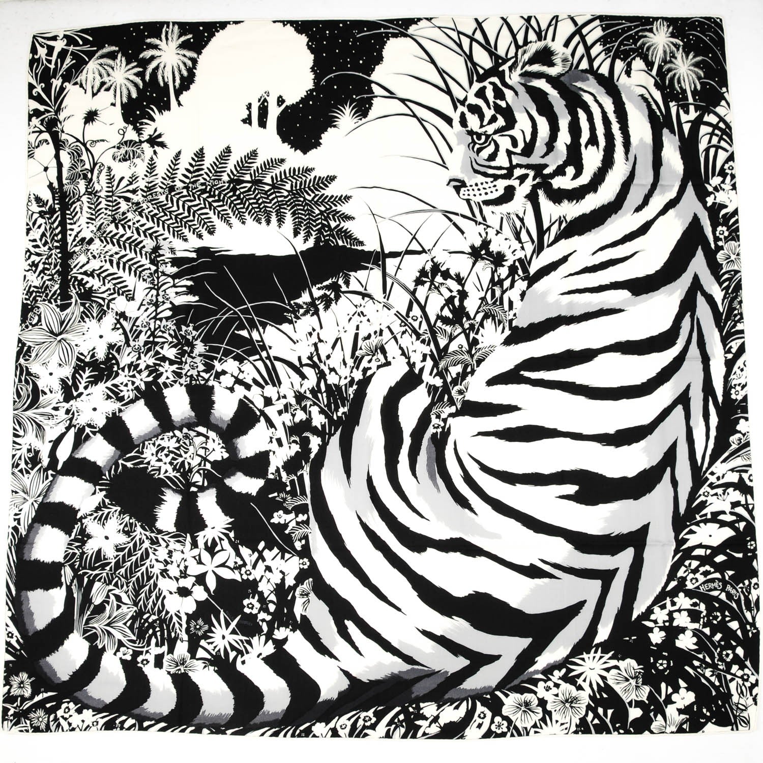 Hermes Cashmere Silk Tyger Tyger Shawl 140 2 of 6