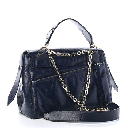 Givenchy Creased Patent Calfskin Medium ID Flap Navy Blue 2 of 9