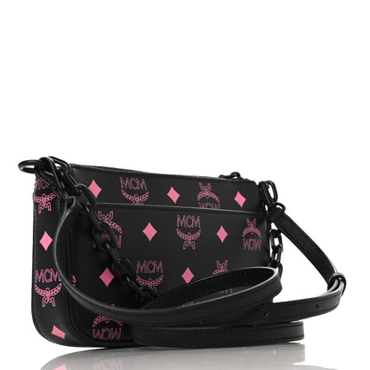 MCM Calfskin Color Splash Pouch on Chain Black Pink 2 of 9