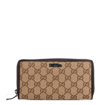 Gucci Monogram Metal Bar Zip Around Wallet Dark Brown 1 of 7