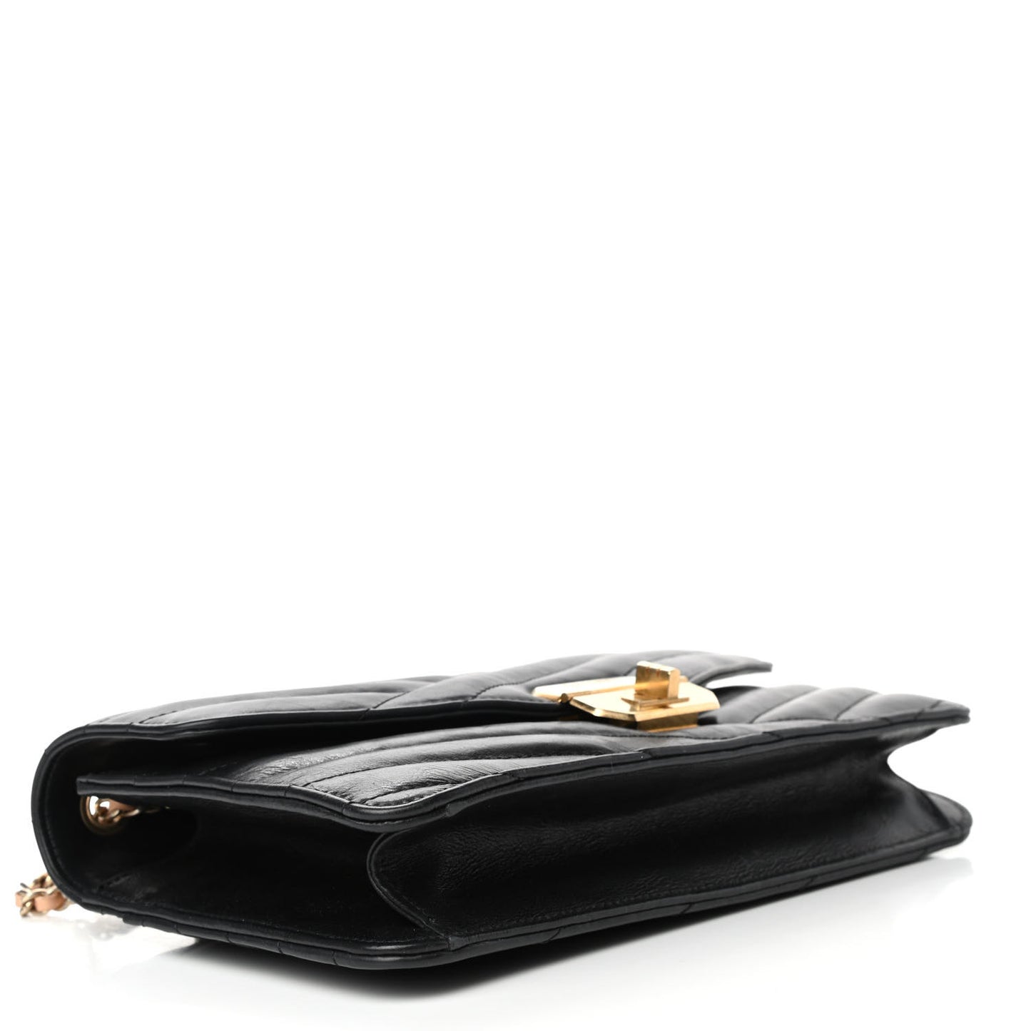 Calfskin Chevron Quilted Gabrielle Flap Black