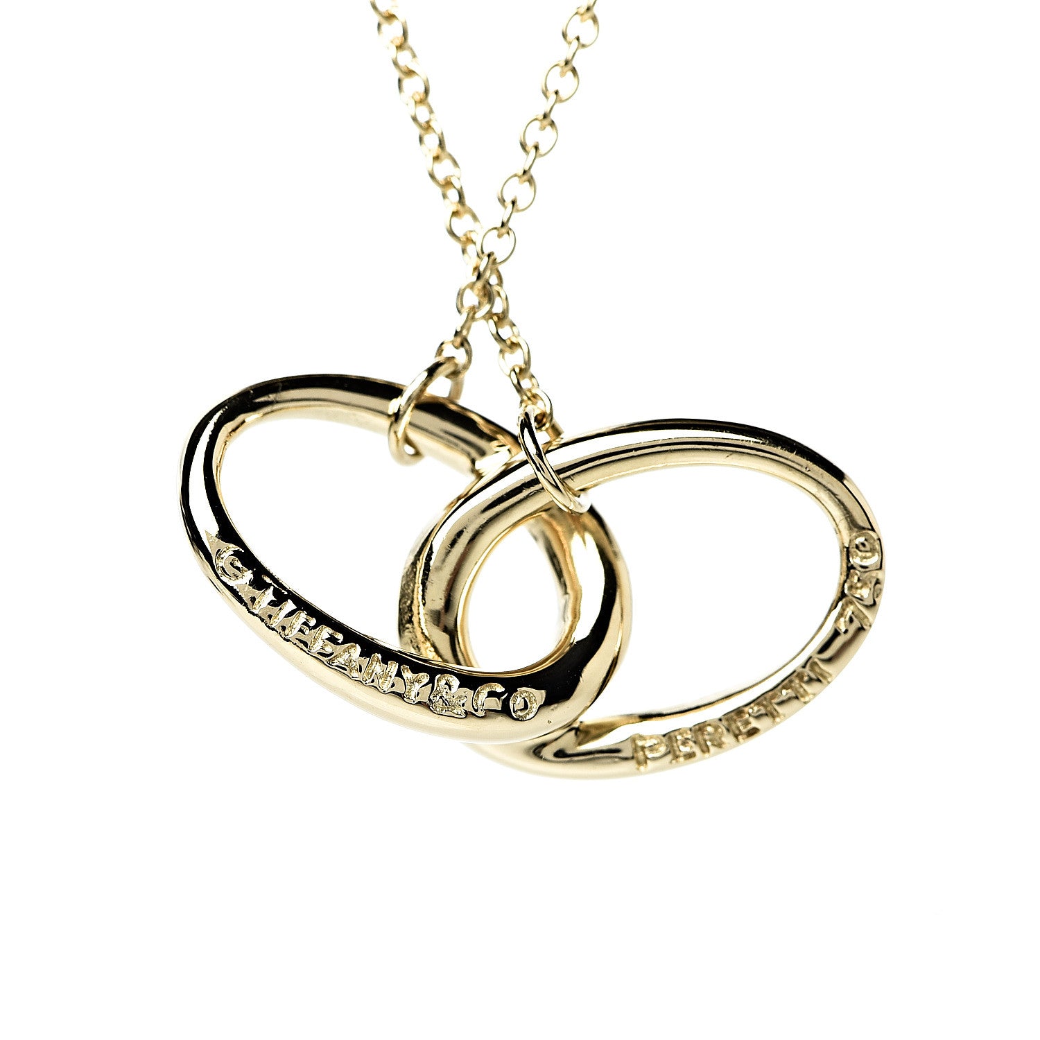 Tiffany 18K Yellow Gold Elsa Peretti Interlocking Ovals Pendant Necklace 4 of 7