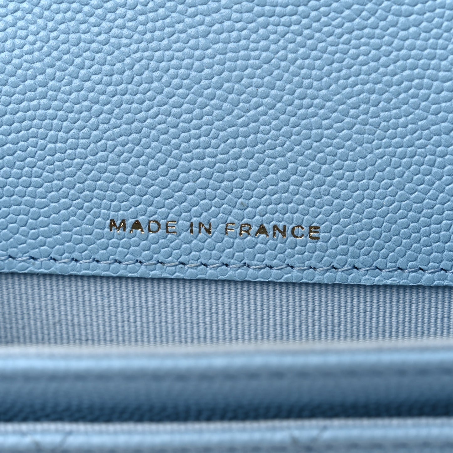 Caviar Quilted Flap Card Holder Wallet Light Blue